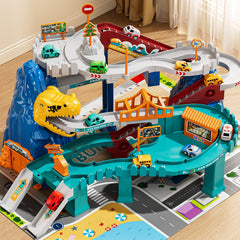NIPLOOOW dinosaur race track set with bright lanes for imaginative play and coordination