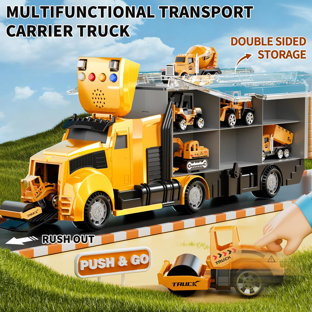 NIPLOOOW excavator and cement truck figures support hands-on construction role play.