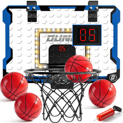 NIPLOOOW indoor basketball hoop with LED scoreboard for kid-friendly play