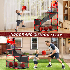 NIPLOOOW adjustable-height hoop enables growing players to shoot comfortably.