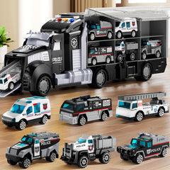 NIPLOOOW police trucks with play mat for immersive pretend play and storytelling.