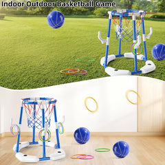 NIPLOOOW pool basketballs and pump ready for easy inflation and ball control.