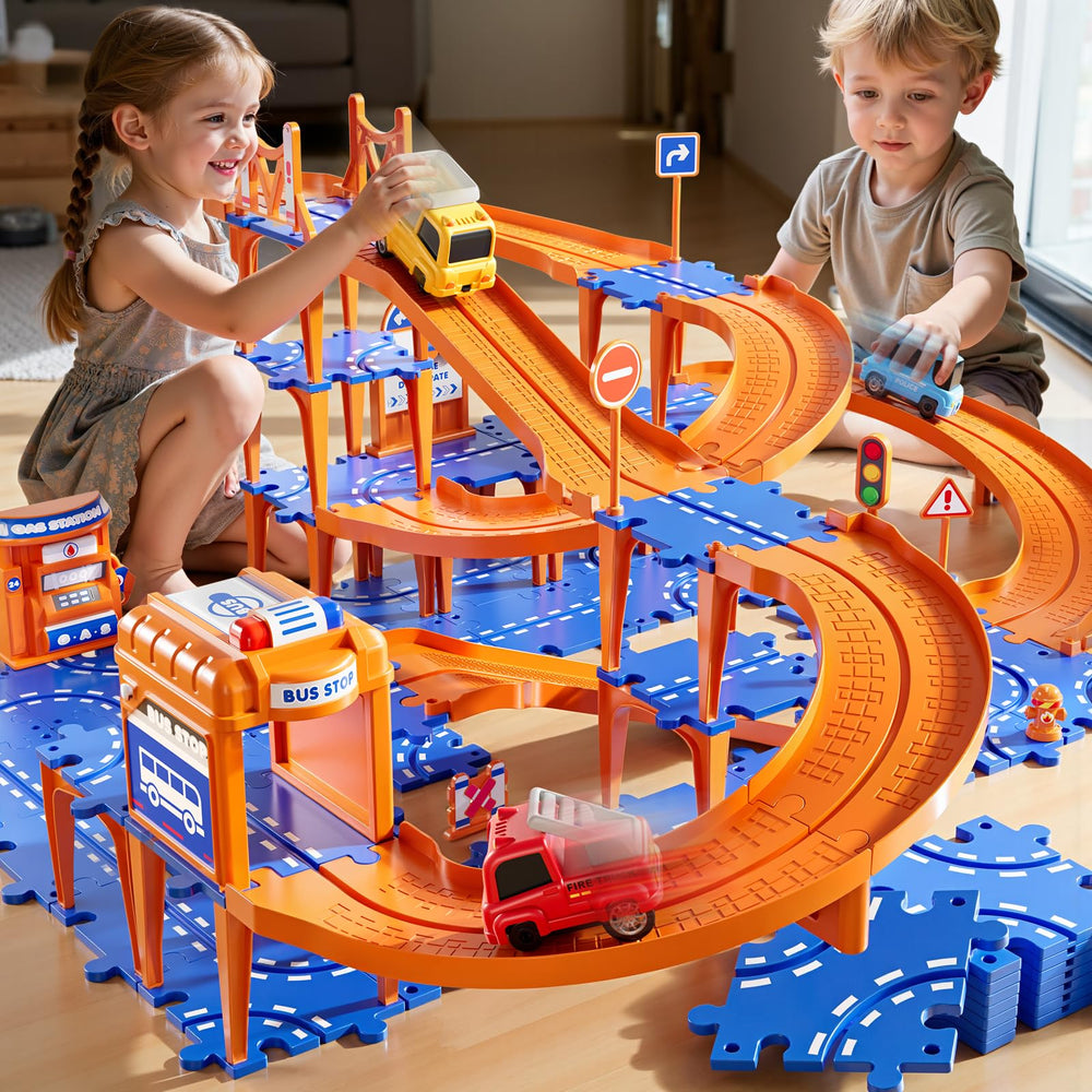 Road signs included for interactive storytelling and learning with cars