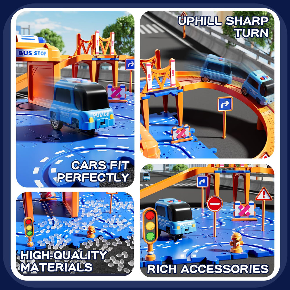 NIPLOOOW Puzzle Race Car Track Set easy assembly with parent-child building.