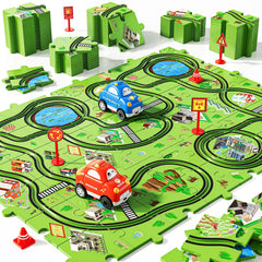 NIPLOOOW puzzle track car set with assembly-ready pieces for imaginative layouts.