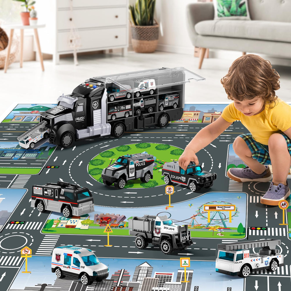 NIPLOOOW simulated road mat provides a soft, safe play surface for multiple kids.