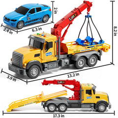 NIPLOOOW tow truck toy durable ABS build stands up to play.