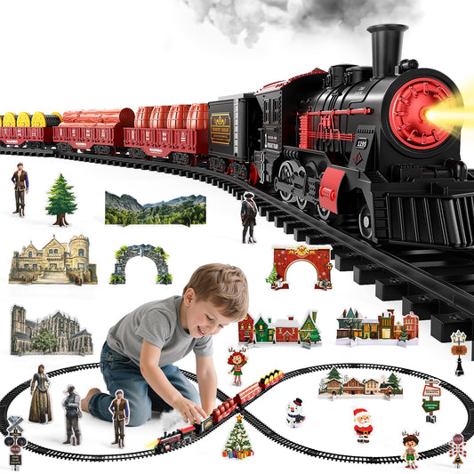 NIPLOOOW Train Set steam locomotive for immersive pretend play and curiosity.