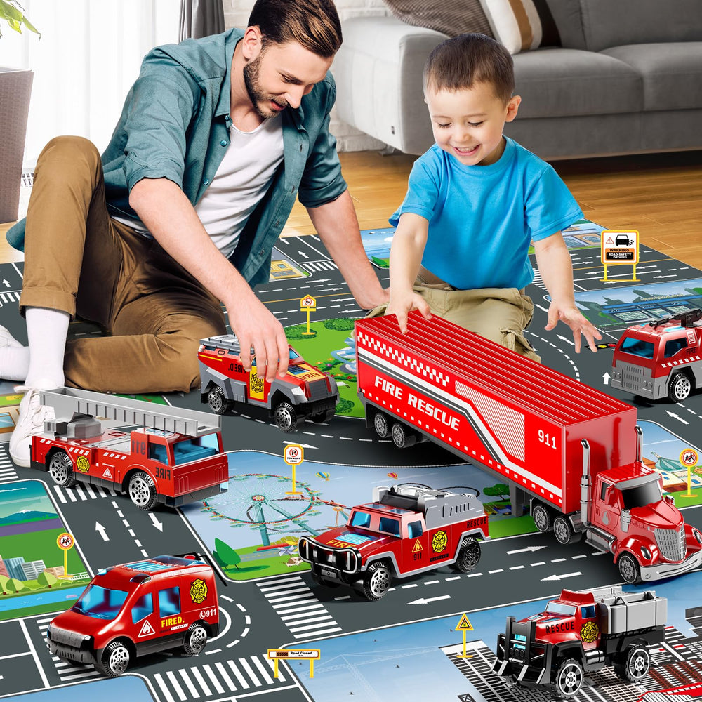 NIPLOOOW truck-carrier image highlights stacked play pieces for sequencing and rescue stories
