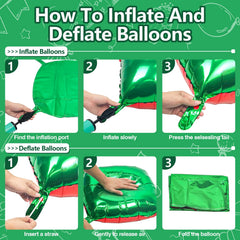 NISOCY red-green square foil balloons shine under party lights for a vibrant atmosphere.