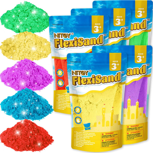 NiToy FlexiSand 11lb pack in bright colors for creative sensory play