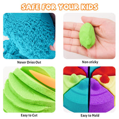 NiToy FlexiSand five-color close-up for color mixing and molding