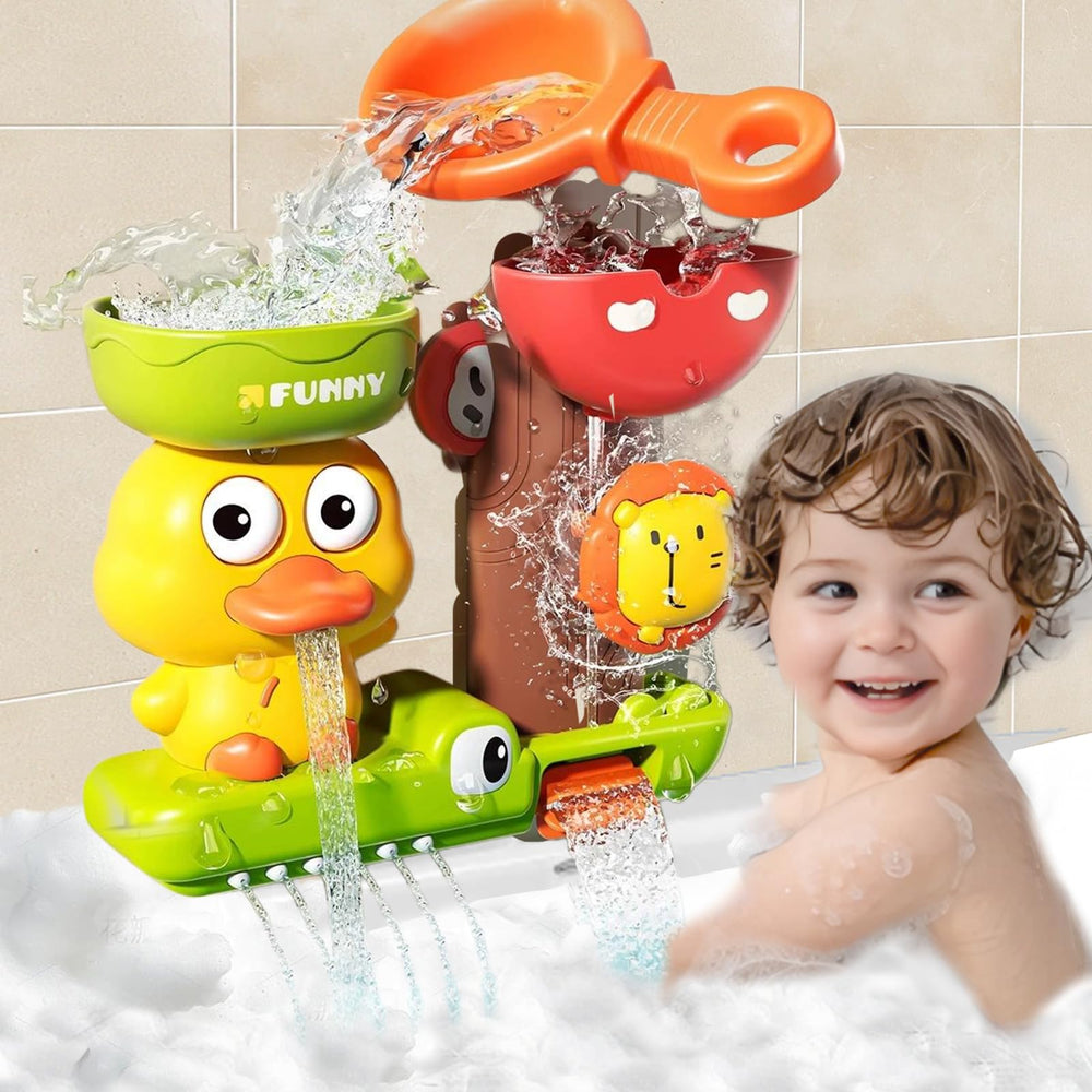 Niulife duck pipe assembly bath toy supports hands-on problem solving during bath play.