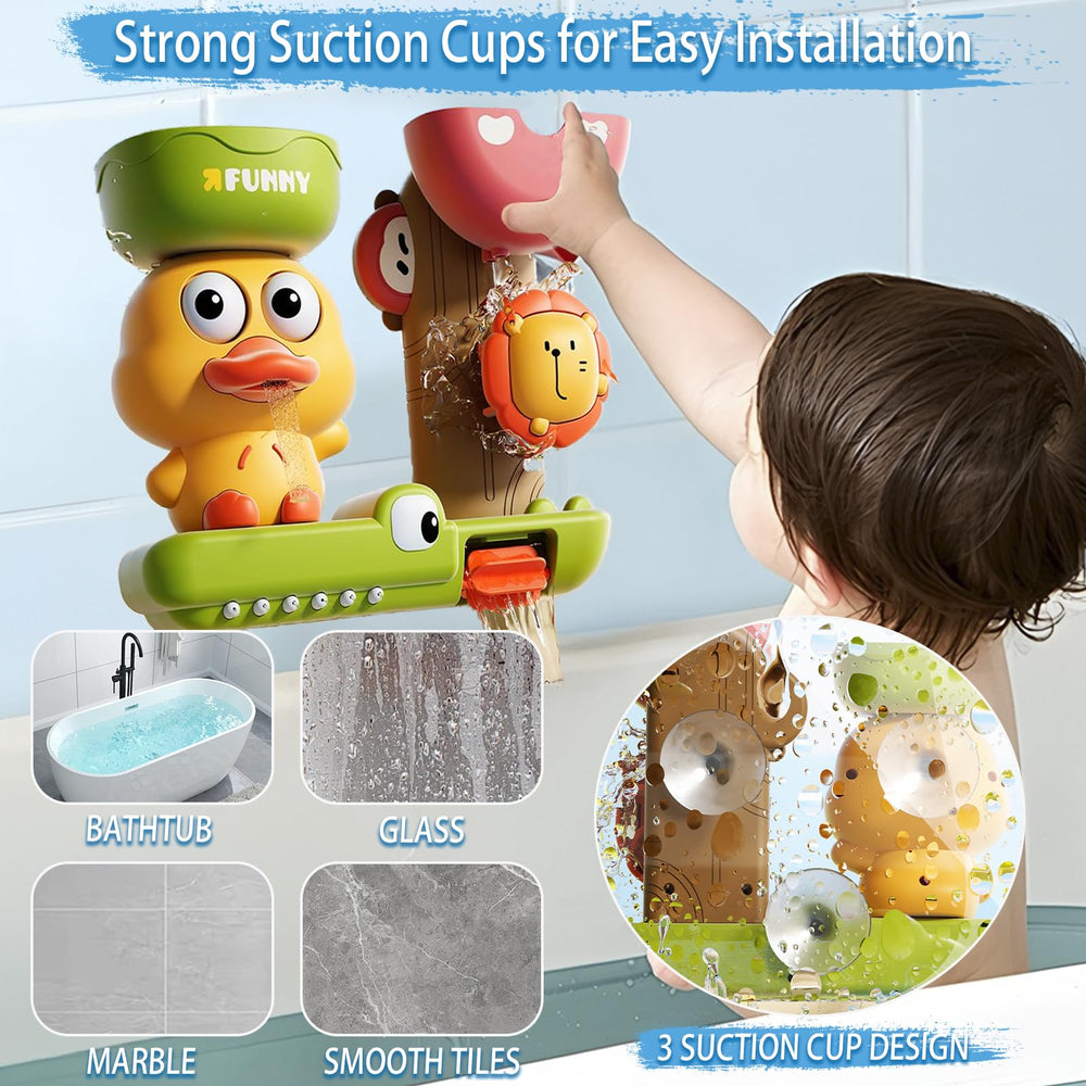 Niulife suction cups bath toy grips smooth walls for quick, tool-free setup.