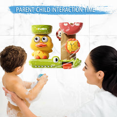 Niulife toddler bath toy promotes imaginative play with colorful water pathways.