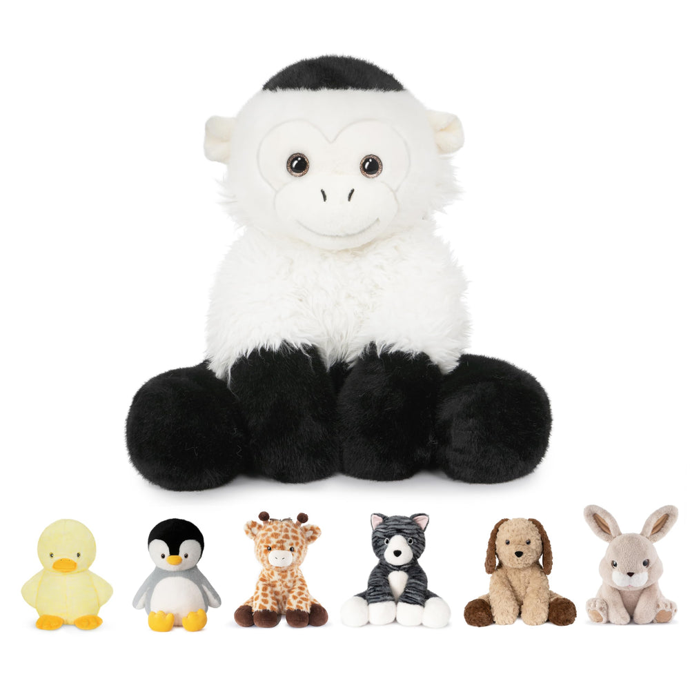 Niuniu Daddy 14inch weighted Capuchin monkey, front view, ideal for comforting hugs and cozy décor