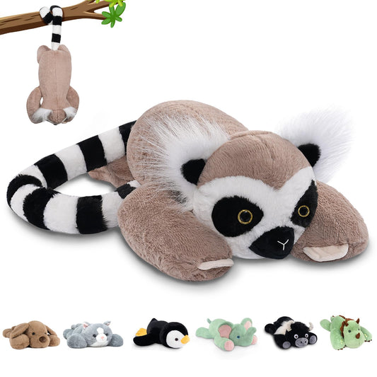Niuniu Daddy 20in Lemur weighted plush offers snug hugging comfort.