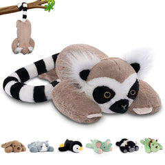Niuniu Daddy 20in Lemur weighted plush offers snug hugging comfort.