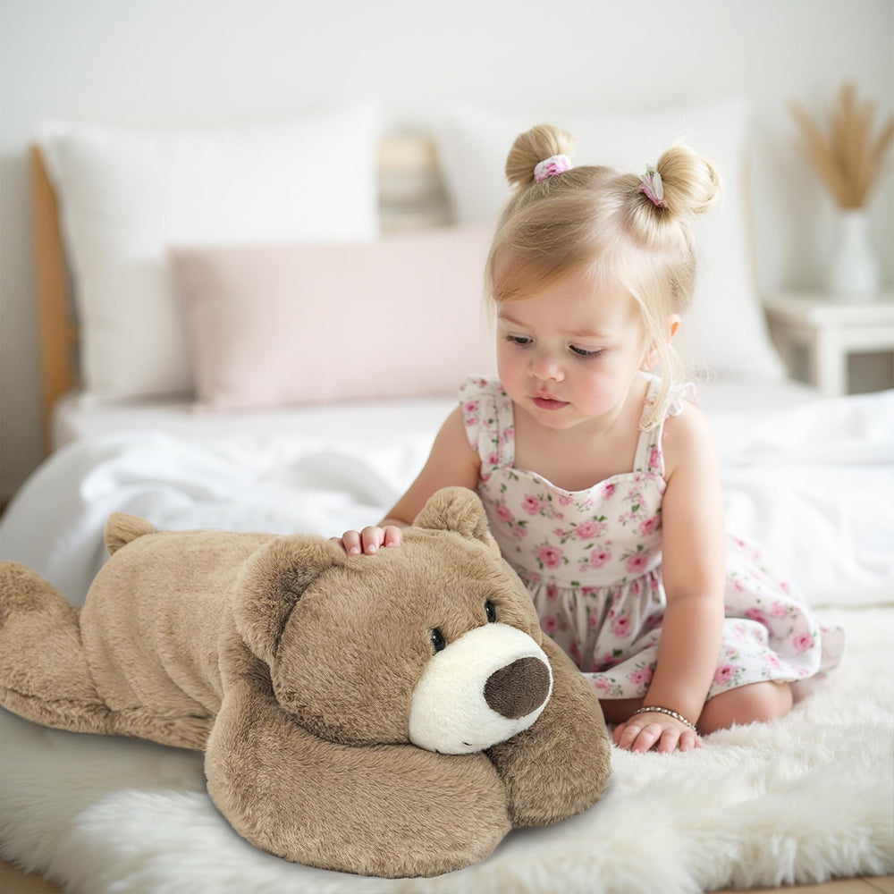 Niuniu Daddy 24in weighted teddy bear side view showing plush fur