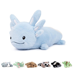 Niuniu Daddy blue axolotl weighted plush close-up fur texture for comforting hugs.