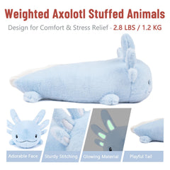 Niuniu Daddy blue axolotl weighted plush with soft fur detail for gentle touch