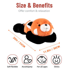 Children and adults cuddling Niuniu Daddy weighted plush in bed.