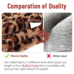 Niuniu Daddy leopard weighted plush on a couch, great for relaxed lounging.