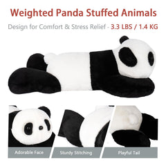 Niuniu Daddy Panda Weighted Plush with child hug supports stress relief.