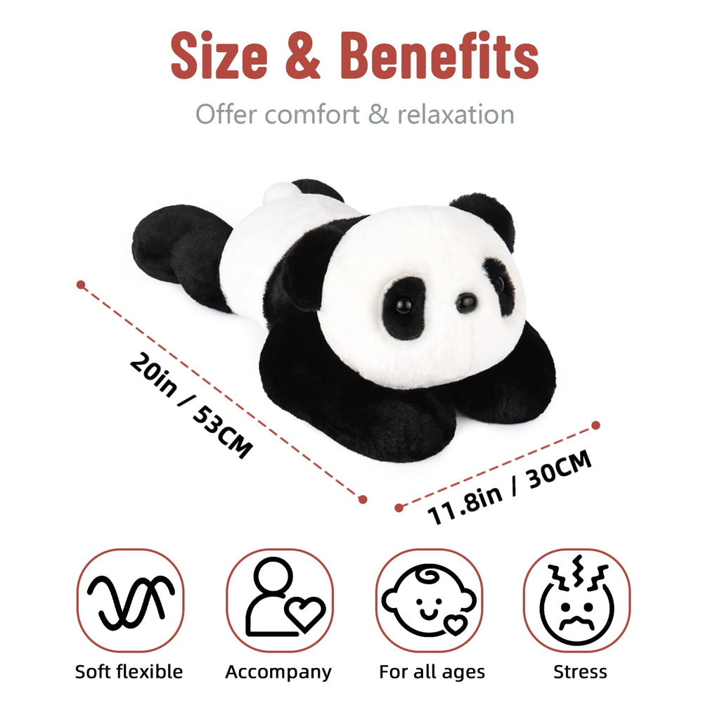 Niuniu Daddy Panda Weighted Plush in bed, cozy sleep companion.