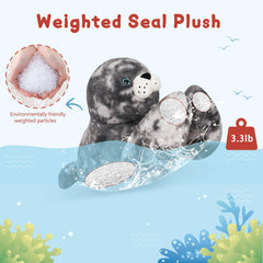 Niuniu Daddy seal plush bedtime setup suggesting relaxing night-time routines