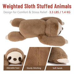 Soft fur close-up on Niuniu Daddy weighted sloth plush