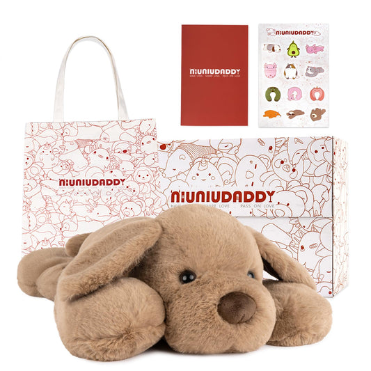 Niuniu Daddy weighted dog plush invites a comforting hug.