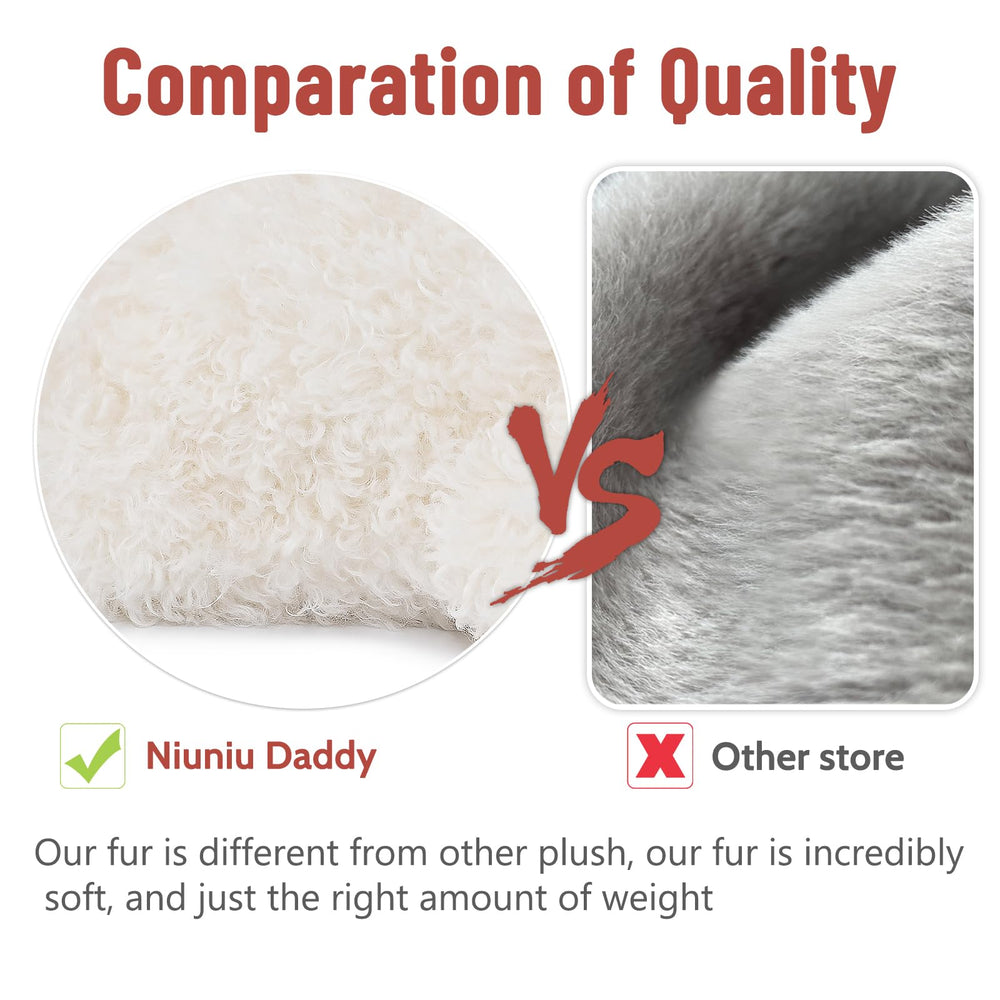 Niuniu Daddy weighted sheep plush fur close-up reveals soft 0.59-inch fur for cuddling