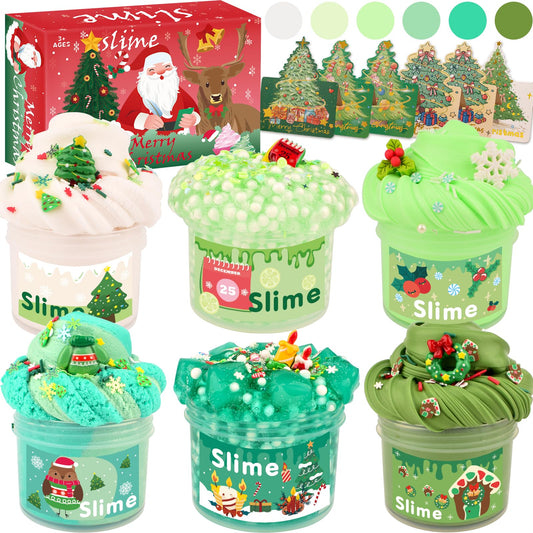NiuSphere Christmas Green Slime 6-Pack packaging presents a festive, gift-ready set.