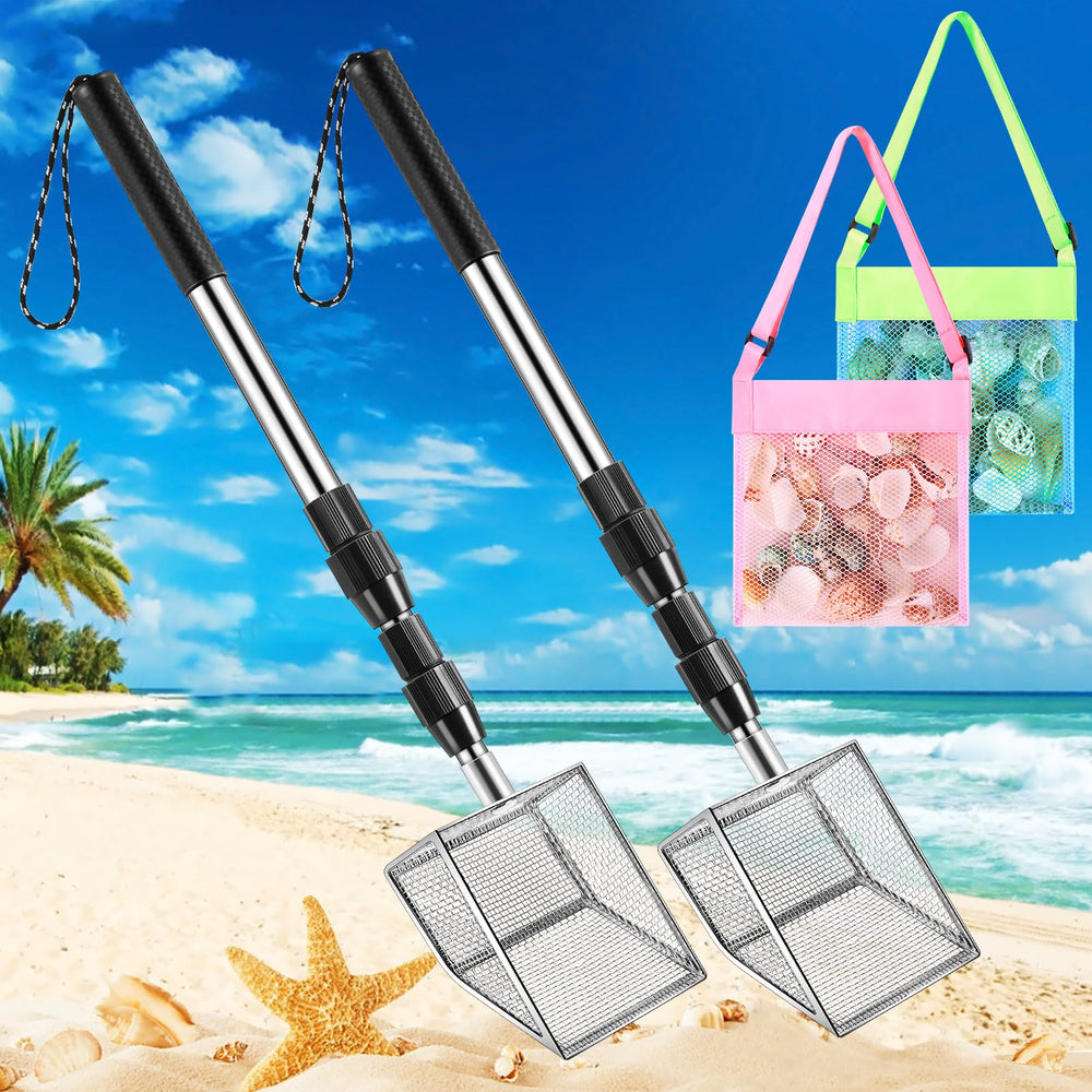 Niuyhe shark tooth sifter with extended handle for easier shell hunting.