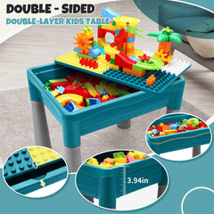 NIWOTA kids activity table with under-table storage for tidy blocks.