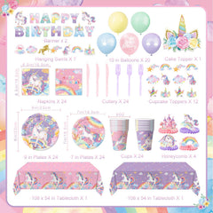 NKPDAXM tablecloth unicorn rainbow creates cohesive table setting for photos