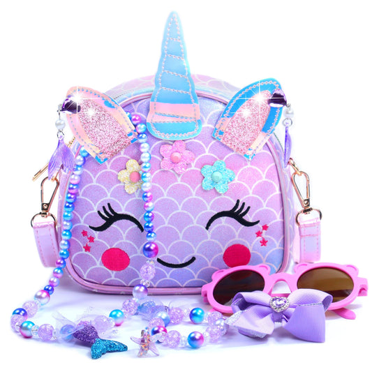 NLDOHUTO unicorn mermaid purse front view with compact, travel-friendly design