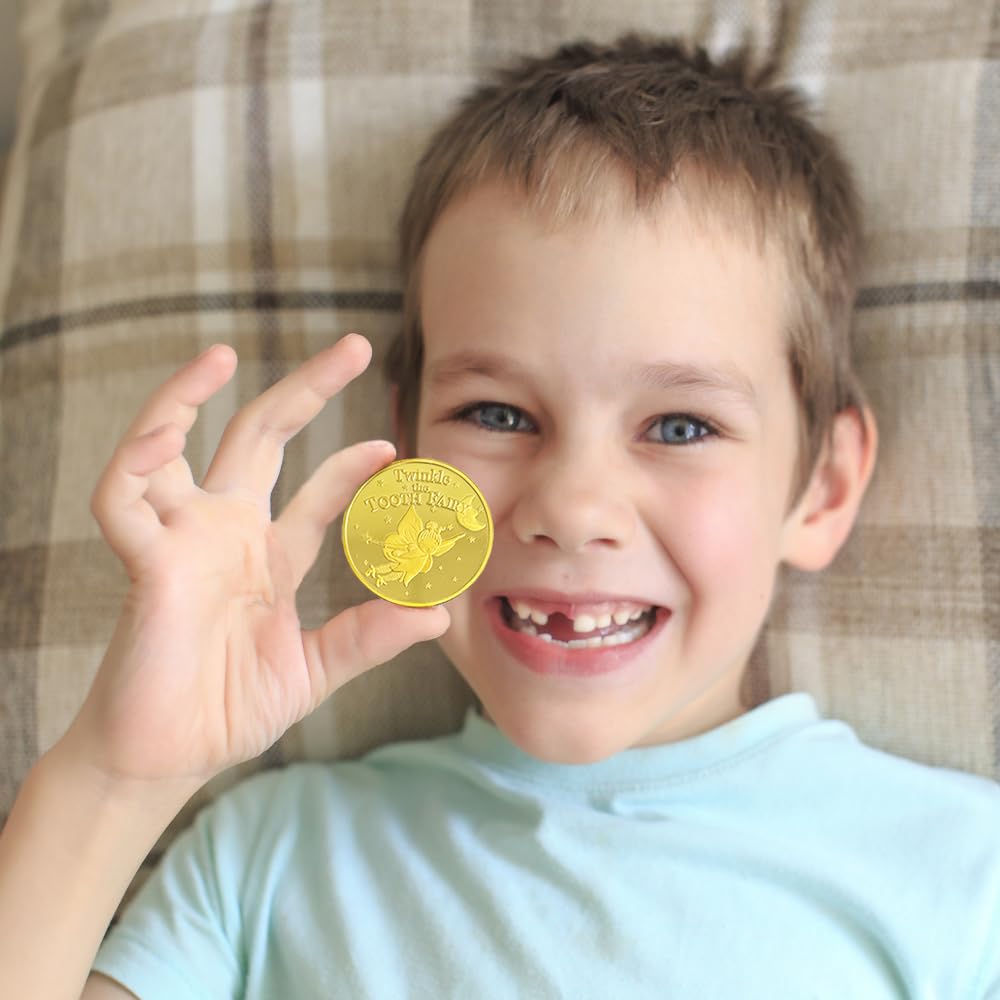NLR FUN Tooth Fairy Coins in hand illustrating size and shine