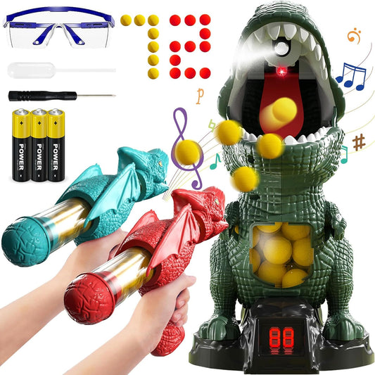 NMM movable dinosaur shooting toy with dinosaur target for active play and coordination.