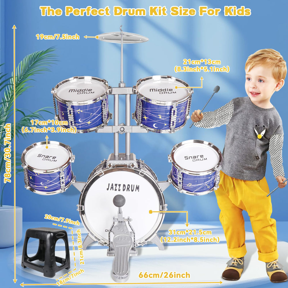 Noaideoi Kids Drum Set stable stool for comfortable seating