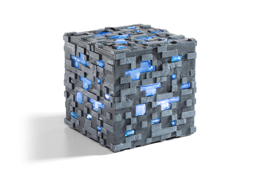 The Noble Collection Minecraft Diamond Ore light-up block for desk decor and fandom display