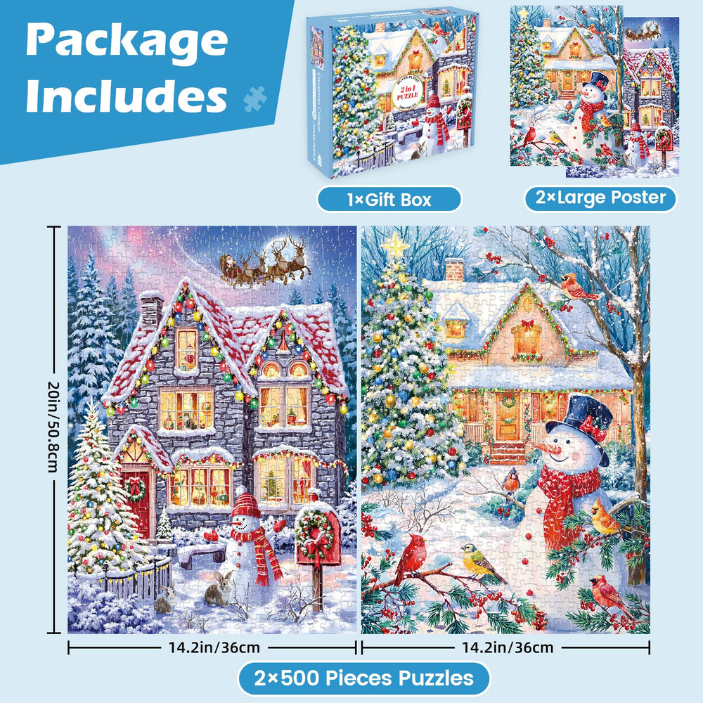 Noceba winter scene with snowman cottage highlighting cozy holiday atmosphere.