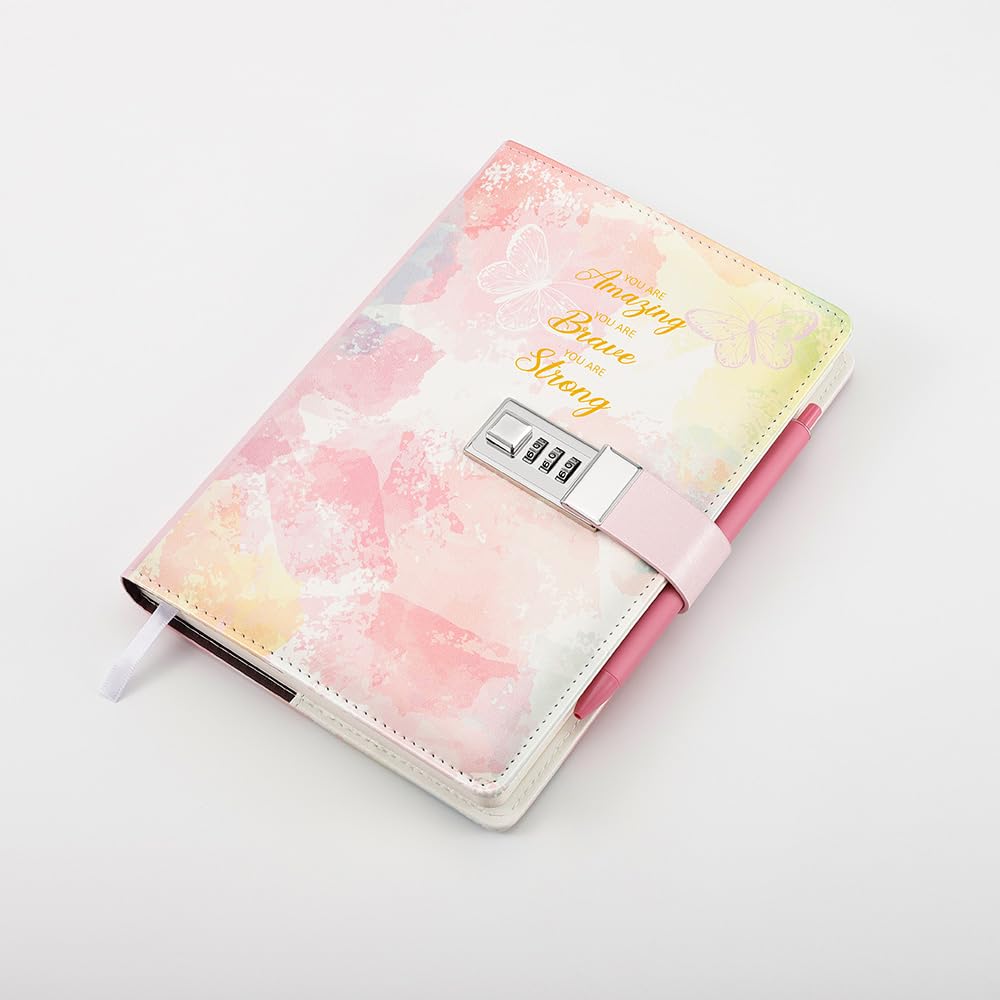 Nollh locked diary opened to smooth, bleed-resistant pages