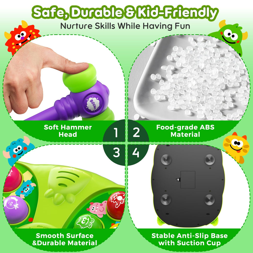 Noltola Whack Mole Game lights enhance visual tracking during play.