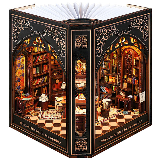 NookMaster Book Nook Kit with nightlight showing Type-C and battery power options for versatility.