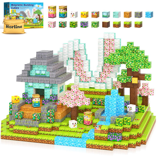 Norline Blooming Garden castle with 108PCS magnetic blocks for imaginative play.