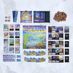 North Star Games Oceans table presence with bold art enhances game night ambiance.