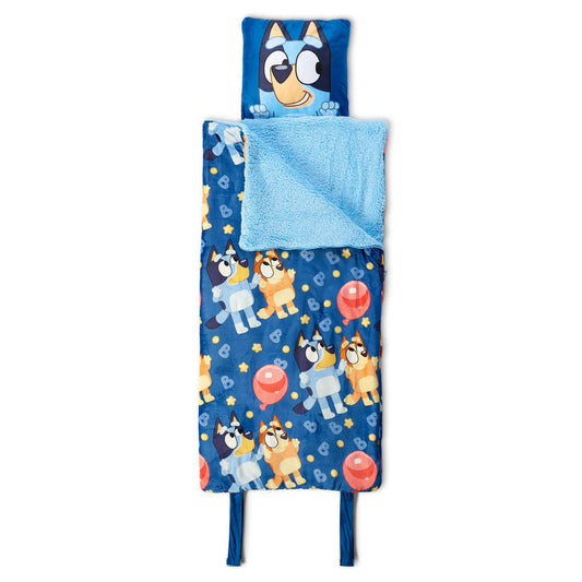 Northwest Bluey B for Balloon slumber bag front view, cozy sleepovers and travel-ready fun.