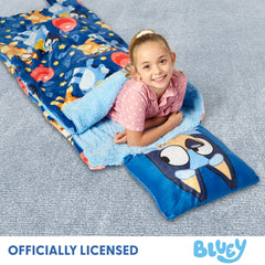 Northwest Bluey B for Balloon slumber bag fully unzipped, showing generous space for growth.